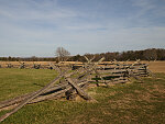 Split-rail fences at Manassas National Battlefield Park outside Manassas, Virginia, the site of two dramatic battles of the American Civil War of the 1860s, First and Second Manassas, or what the rebel Confederate Forces called the Battles of Bull Run