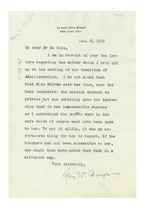 Letter from N.A.A.C.P. to W. E. B. Du Bois