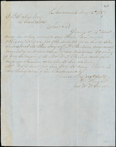 William Wright, Savannah, Ga., manuscript letter signed to Ziba B. Oakes, 16 May 1857