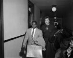 Arthur Shores and Constance Baker Motley at the federal courthouse in Birmingham, Alabama, for a hearing against Autherine Lucy.