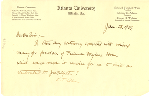 Thumbnail for Letter from Atlanta University to W. E. B. Du Bois