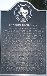 Texas Historical Commission Marker: Cannon Cemetery