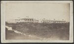 U.S. General Hospital, at Hilton Head, S.C. Description: Built facing the ocean on Broad River, (Port Royal Bay.) In form of a square; 200 yards to each face. The residence of the hospital med. director in the left fore ground /