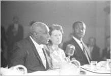 Man speaking at a hearing of the Senate Subcommittee on Employment, Manpower, and Poverty at the Heidelberg Hotel in Jackson, Mississippi.