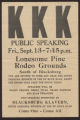 Public Speaking, sponsored by Ku Klux Klan at Blacksburg, S.C.