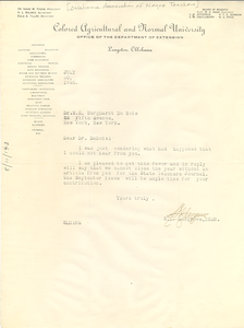 Letter from Oklahoma Association of Negro Teachers to W. E. B. Du Bois