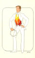 Thumbnail for Costume design drawing, male dancer in white tuxedo with a tambourine, Las Vegas, June 5, 1980