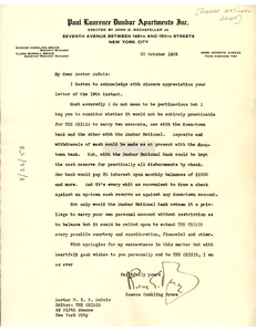 Letter from Dunbar National Bank to W. E. B. Du Bois