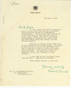 Letter from Kwame Nkrumah to W. E. B. Du Bois