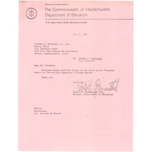 Thumbnail for Letter, Morgan v. McDonough C.A. 72 - 911- G, July 1, 1981.