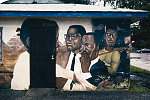 MLK, Jr., and Malcolm X mural on a private home, Palmer St. at Bulls Rd., Compton, California, 1998