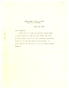 Memorandum from W. E. B. Du Bois to Robert Bagnall