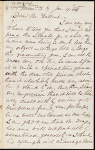 Letter from William Henry Fish, Vernon, N.Y., to Robert Folger Walcutt, Jan[uary] 4, [18]6[5]