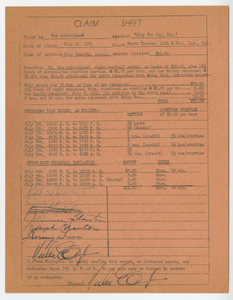 Claim sheet for unpaid salary for orchestra musicians