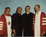 Peter J. Liacouras, Benjamin L. Hooks, Raymond W. Smith and Richard J. Fox at the 1987 Temple University commencement