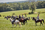 Scene during one of several battle re-enactments, held each American Independence Day Weekend, of the decisive 1863 Battle of Gettysburg in Pennsylvania, which turned the tide of the American Civil War against the Confederacy