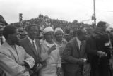 Crowd across the street from Ebenezer Baptist Church during Martin Luther King, Jr.'s funeral.