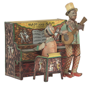 Tin windup toy of "Ham and Sam The Minstrel Team"