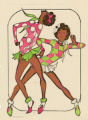 Thumbnail for Costume design drawing, showgirls in pink and white polka dots and green and pink checkers, Las Vegas, June 5, 1980