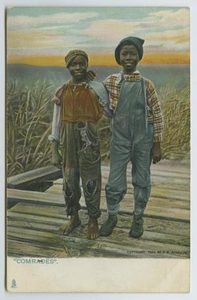 Postcard of Two Young Boys Near a River