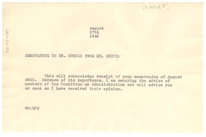 Memorandum from Walter White to W. E. B. Du Bois