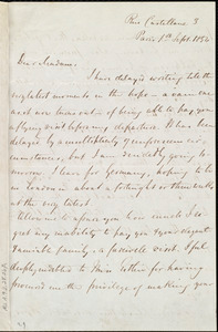 Letter from Louis Alexis Chamerovzow, Rue Castellane 3, Paris, [France], to Maria Weston Chapman, 1st Sept. 1854