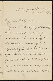 Letter to] My dear Mr. Garrison [manuscript