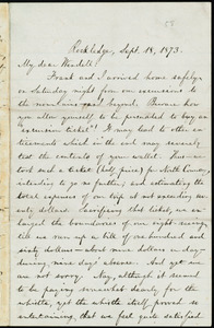 Letter from William Lloyd Garrison, Rockledge, [Mass.], to Wendell Phillips Garrison, Sept. 18, 1873