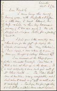 Letter from Samuel May, Jr., Leicester, [Mass.], to Francis Jackson Garrison, Oct[ober] 8 / [18]74