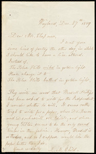 Letter from Lydia Maria Child, Wayland, to Maria Weston Chapman, Dec. 27th 1859