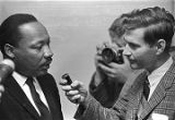 Martin Luther King, Jr., being interviewed at Tabernacle Baptist Church in Selma, Alabama.