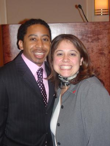 Man and Andrea Robledo at 2005 Black History Month event