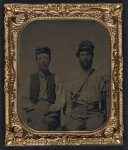 [Two unidentified soldiers in Union forage caps with haversack]