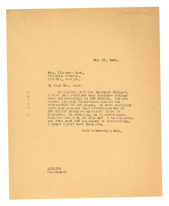 Letter from W. E. B. Du Bois to Spelman College