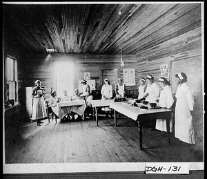 Photograph of members of a cooking class preparing food, Albany, Dougherty County, Georgia, 1928