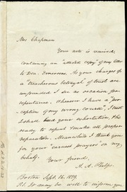 Letter to] Mrs. Chapman [manuscript