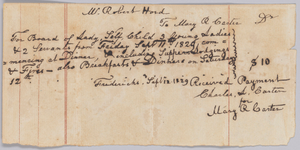 Payment receipt for room and board provided by Mary R. Carter