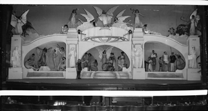 Stage with large set of columns and arches with actors in posed scenes : cellulose acetate photonegative, banquet camera format