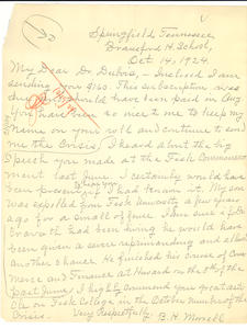 Letter from B. H. Morrell to W. E. B Du Bois