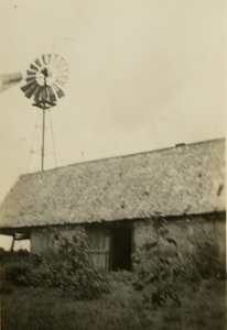 Image of house with windmill in the background in unidentified Gullah community