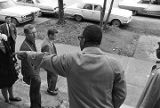 L. L. Anderson and others, standing on the steps outside Tabernacle Baptist Church in Selma, Alabama.