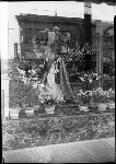 Flower arrangement in storefront window