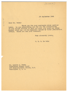 Letter from W. E. B. Du Bois to Leslie Perry