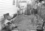 Side yard of a small house in Little Korea, a neighborhood in Birmingham, Alabama.