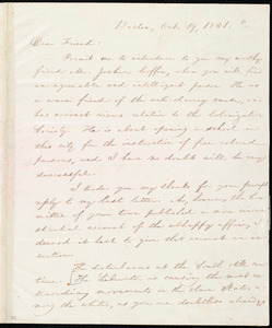 Letter from William Lloyd Garrison, Boston, [Mass.], to Henry Egbert Benson, Oct. 19, 1831