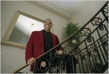 Author, Lynn Harris, in the Wesley Townsend apartment building lobby, Atlanta, Georgia, February 2, 1994.