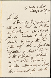 Thumbnail for Letter from James Robie, Edinburgh, [Scotland], to William Lloyd Garrison, [18]67 July 19th