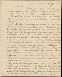 Letter from Thomas Walter Ward, Shrewsbury, [Mass.], to Samuel May, Jr., Nov. 2. 1837