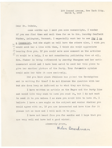 Letter from Helen Boardman to W. E. B. Du Bois