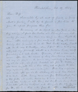 Thumbnail for Letter from William Lloyd Garrison, Philadelphia, [Penn.], to Helen Eliza Garrison, Oct. 19, 1854